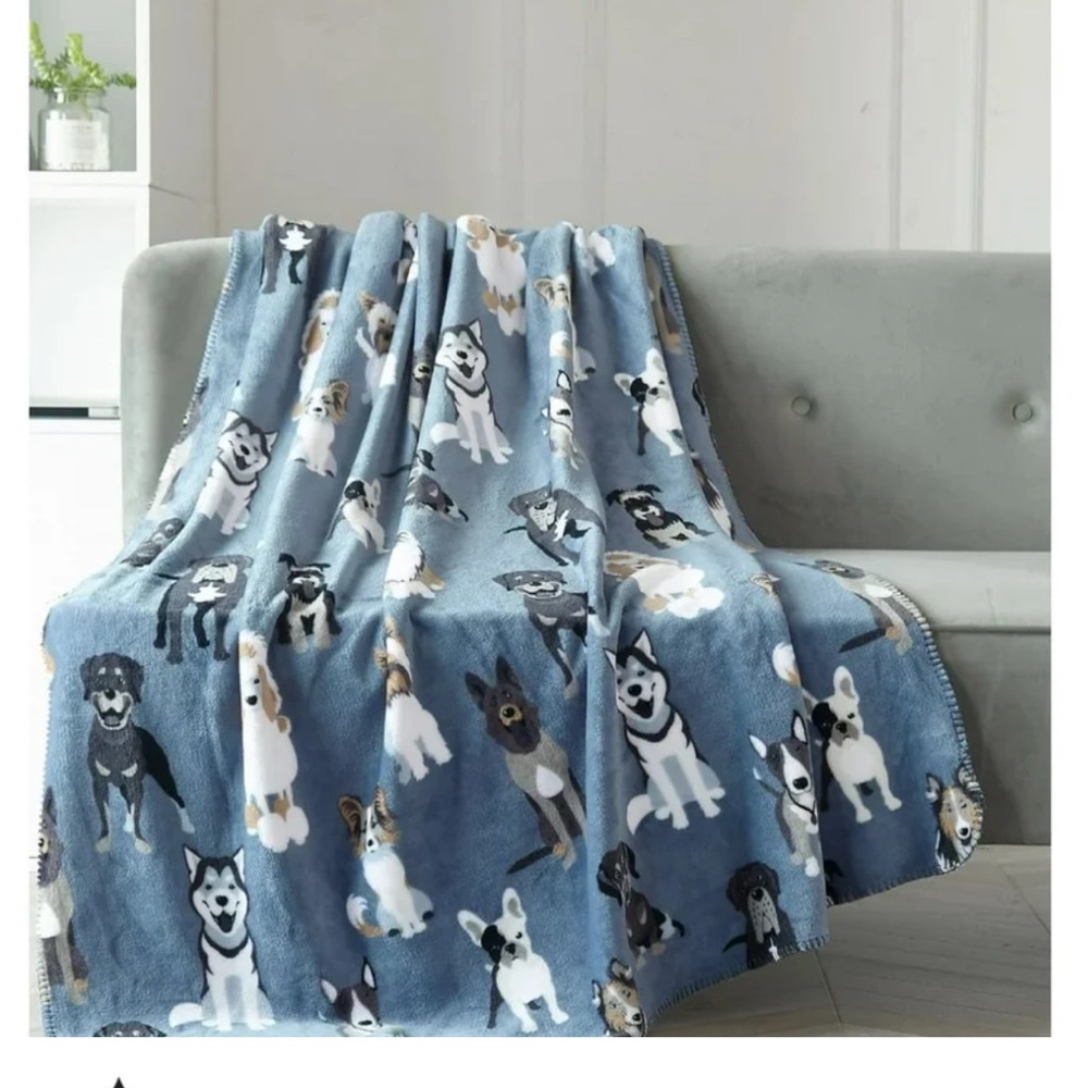 Mainstays Blue Dogs Cozy Plush Throw Blanket 50" x 60"